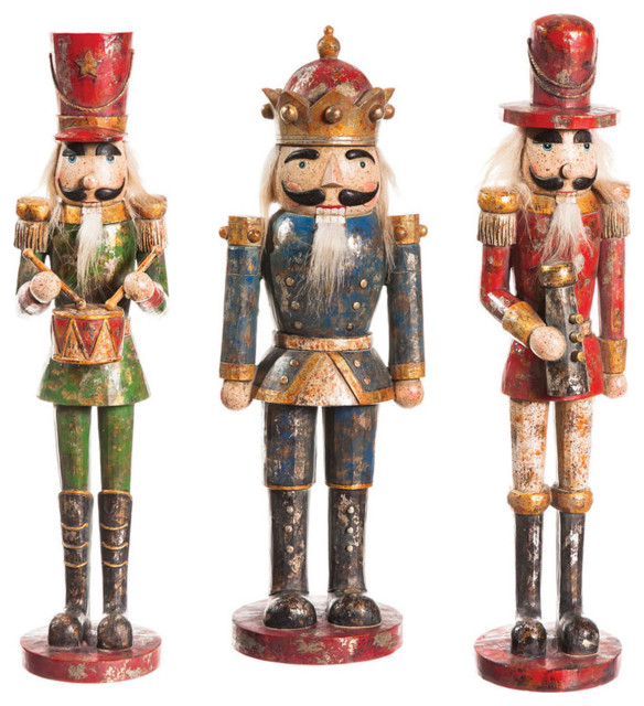 Evergreen Garden Regal Christmas Nutcracker Statue Set Traditional