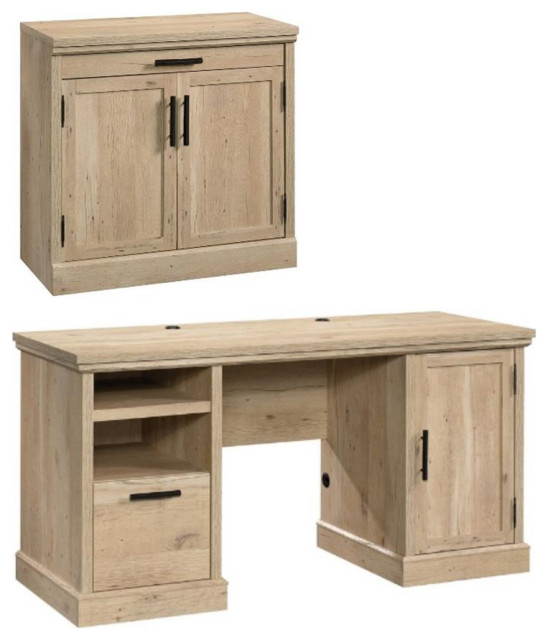 Home Square 2Piece Set with Computer Desk & Library Base Storage Stand