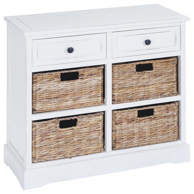 Wood Wicker Basket Cabinet Beach Style Storage Cabinets By