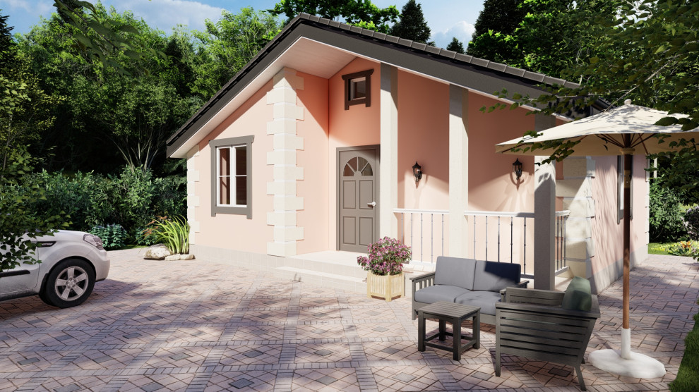 Одноэтажный дачный дом 7х8 61 квадратный метр из газобетона под ключ