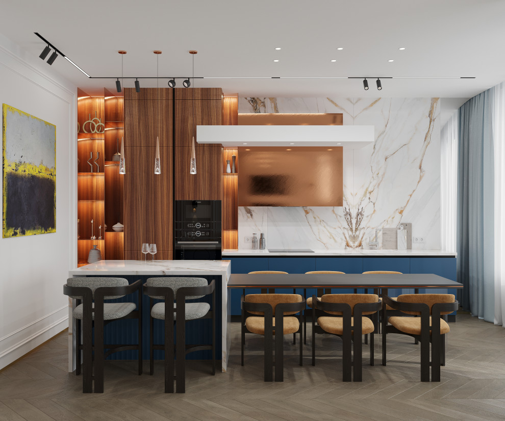 Проект Copper House - ЖК Серебряный парк (Кухня-гостиная)