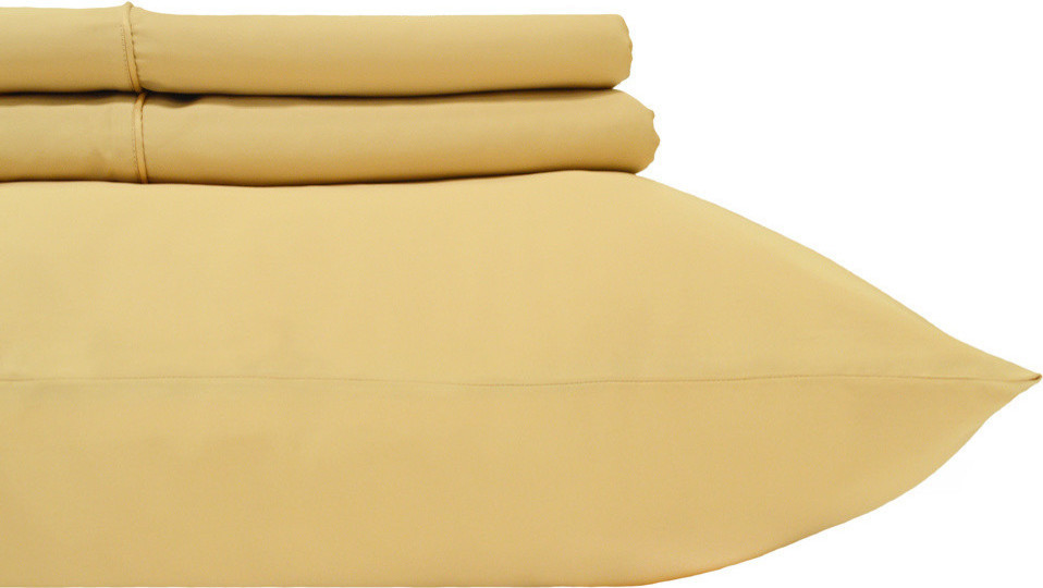 Set of 2 650TC Solid Cotton Blend Pillowcases, Gold, King