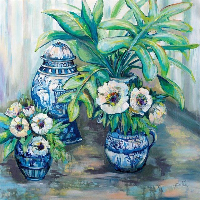 Giant Art 54x54 Chinoiserie Day Fine Art Giant Canvas Print in Multi