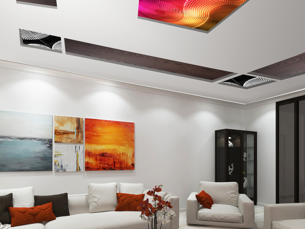 современная гостиная с камином