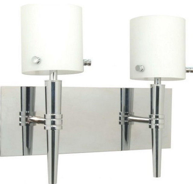 Bathroom Sconces Polished Chrome sonora 2-light wall sconce, polished chrome and white opal glass Bathroom Sconces Polished Chrome sonora 2-light wall sconce, polished chrome and white opal glass