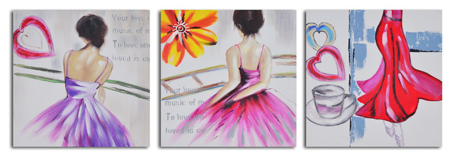 Love to dance Hand Painted 3-Piece Canvas Set