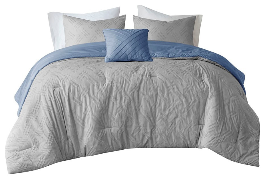 Madison Park Modern Perth Cotton Full Queen Comforter Set With Blue