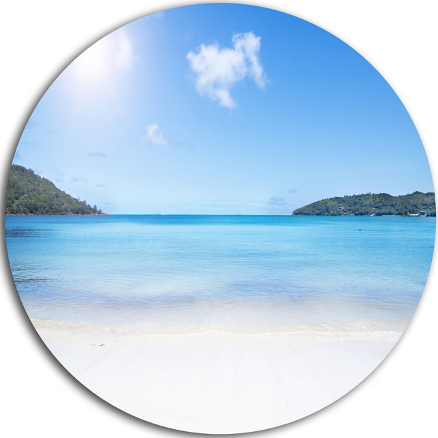 Calm Beach of Azure Indian Ocean, Seascape Round Metal Wall Art, Disc ...