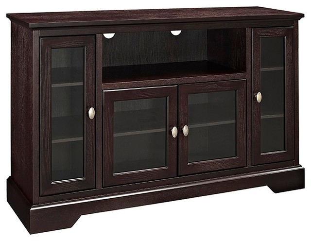 52 Wood Highboy Tv Media Stand Storage Console Transitional 52 Wood Highboy Tv Media Stand Storage Console Espresso