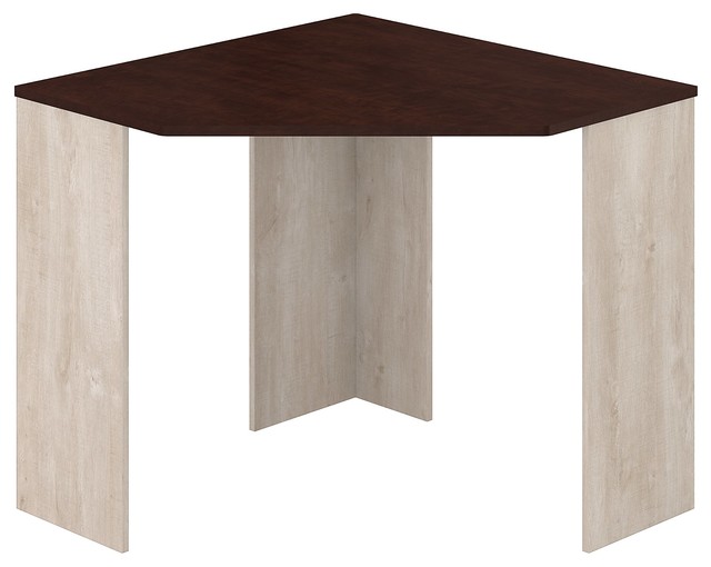 Bush Furniture Townhill Corner Desk, Washed Gray and Madison Cherry