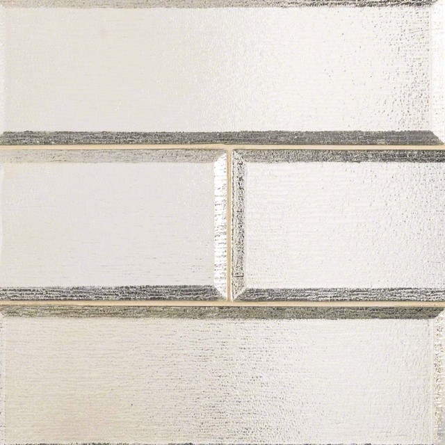 Silver Glisten 4x12 Beveled Crystallized Glass Subway Tile Silver Glisten 4x12 Beveled Crystallized Glass Subway Tile Backsplash 1