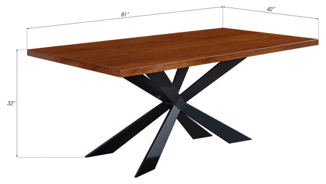 Pemberly Row Wood Dining Table in Walnut - Industrial - Dining Tables ...