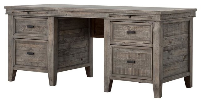 Lawyer S Gray Reclaimed Wood Desk Rustic Desks And Hutches Lawyer S Gray Reclaimed Wood Desk