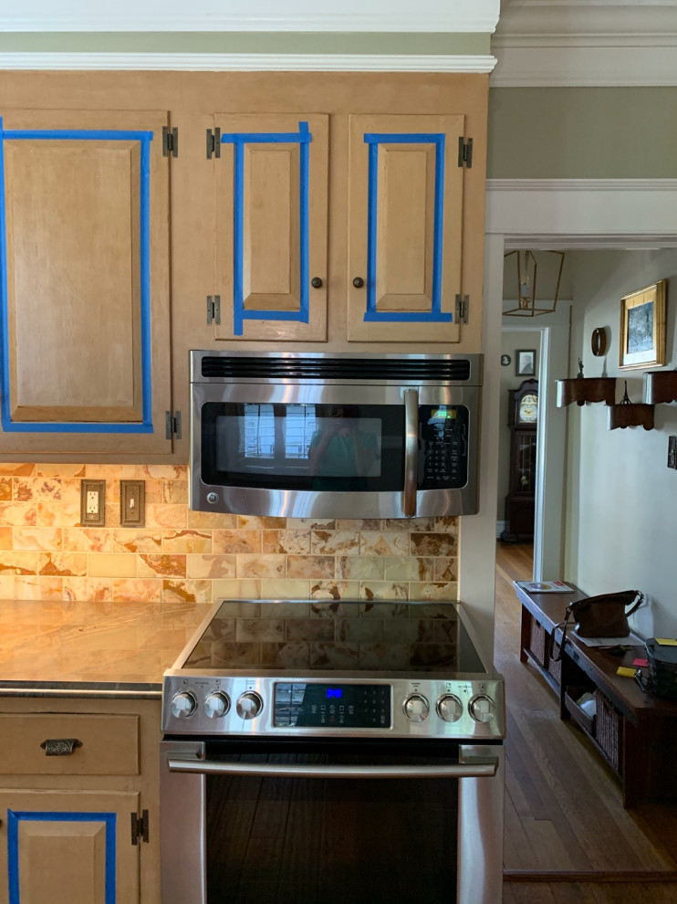 Enclosed counter depth fridge with 12” deep above