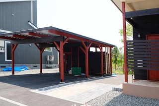 オリジナル木製カーポート2台用 物置 薪小屋付 Traditional Garage Other By トカチのカタチ 庭十勝 Houzz