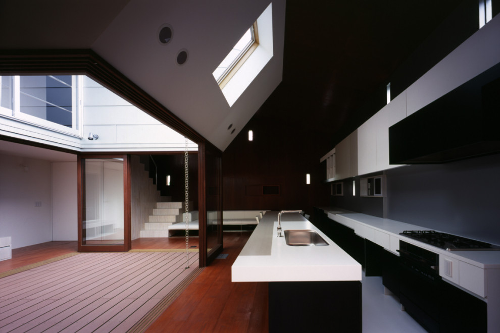 キッチンからリビングをみる Modern Kitchen Tokyo Suburbs By 中辻正明 都市建築研究室 Houzz