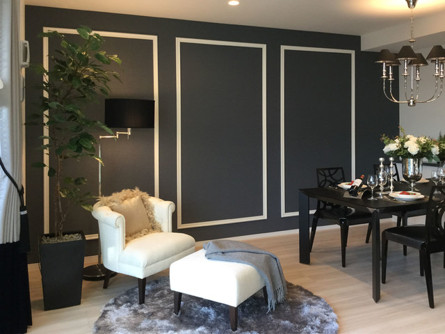 モダンクラシック モールディング使いでアクセント エクレクティック リビング 名古屋 Hmアトリエ Houzz ハウズ