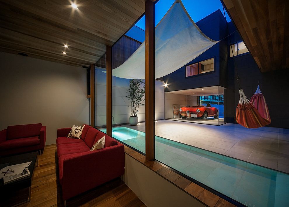 水盤のあるガレージコートハウス Modern Patio Osaka By 近藤晃弘建築都市設計事務所 Akihiro Kondo Architecture Houzz