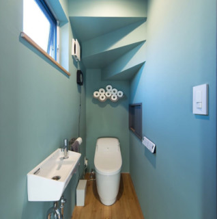 ターコイズブルーのおしゃれなトイレ 洗面所の画像 21年8月 Houzz ハウズ