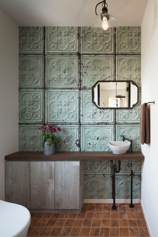 造作トイレ手洗い Mediterranean Powder Room Tokyo By 株式会社 僕らの家 Houzz