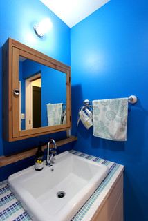 おしゃれなトイレ 洗面所 青い壁 の画像 21年9月 Houzz ハウズ