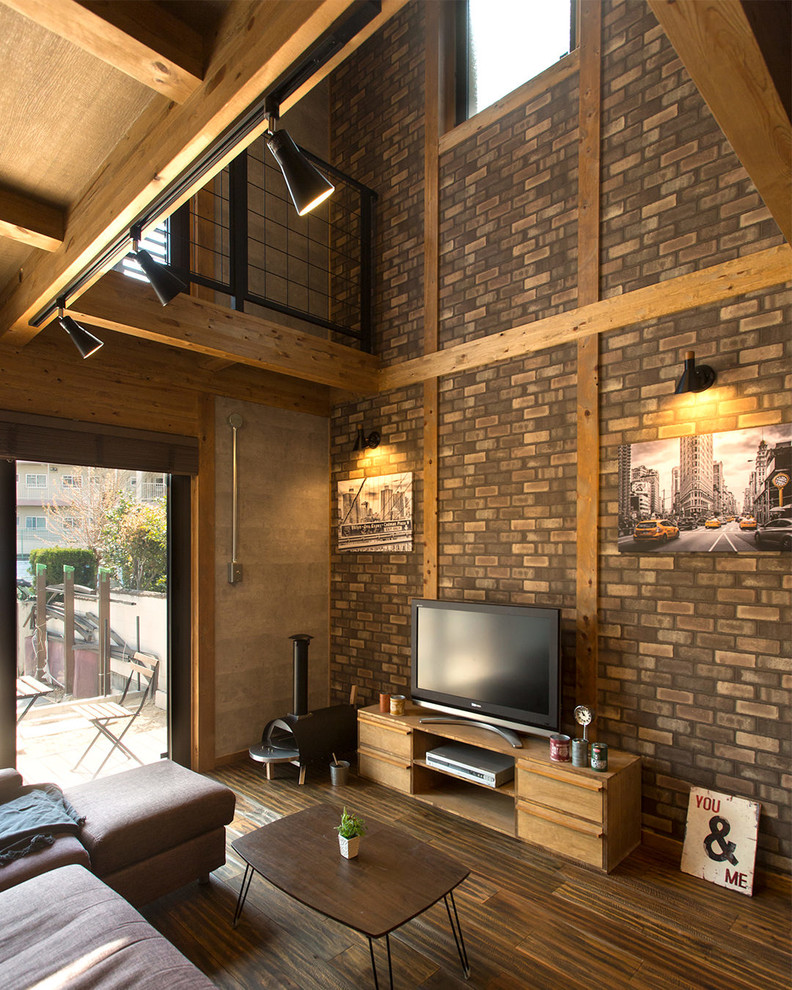 カフェバー風で夜が映えるブルックリンスタイルの家 Industrial Living Room Other By サイエンスホーム Houzz