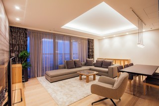 コンテンポラリースタイルのおしゃれなリビングのインテリア実例画像 21年7月 Houzz ハウズ