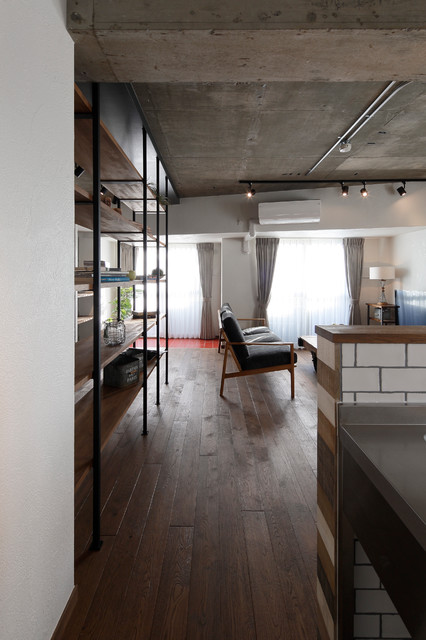 中古マンション購入 リノベーション で こだわりの場所に 好みの間取り デザインの家を実現 マンション Apartment インダストリアル リビング 東京23区 Lohas Studio ロハススタジオ Houzz ハウズ