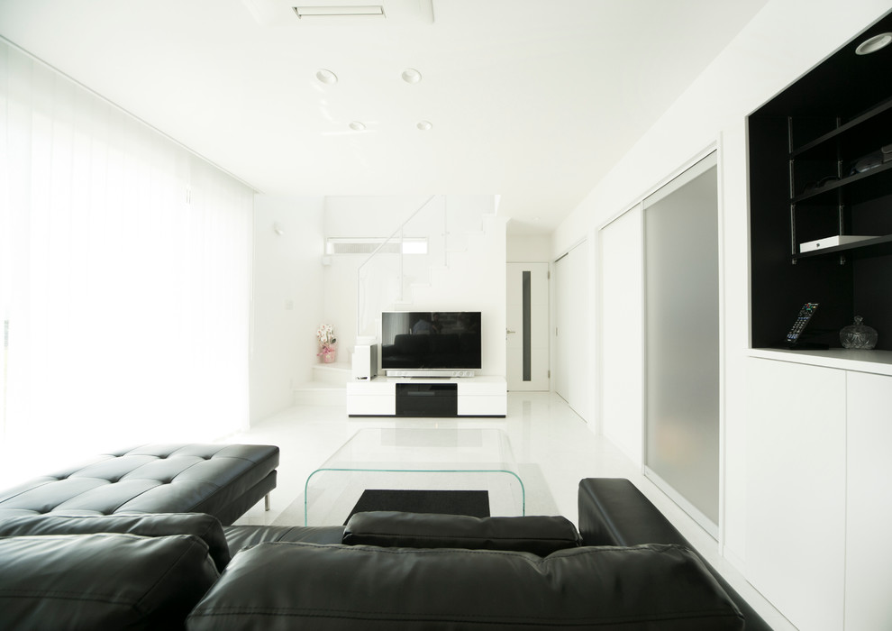 白と黒で統一されたスタイリッシュなldk Modern Living Room Other By ナイトウタカシ建築設計事務所 Houzz