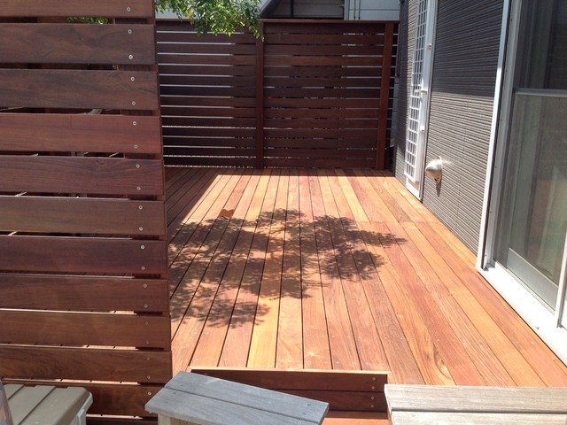 ウッドデッキ ｉ邸 ウッドデッキ フェンス Facade Tokyo Par 細田木材工業株式会社 Houzz