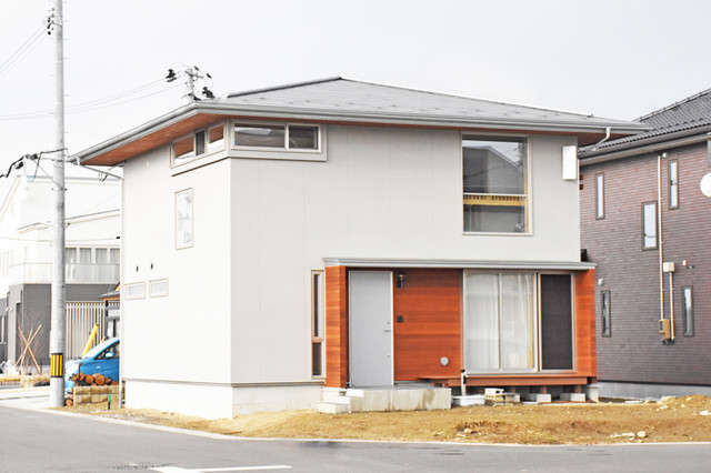 方形屋根のシンプルな外観 Vostochnyj Fasad Doma Drugoe Ot Eksperta 合同会社negla設計室 Houzz Rossiya