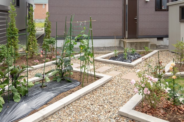 お庭に描いた模様のような花壇ガーデン Jardin Otras Zonas De カントリーガーデン Houzz