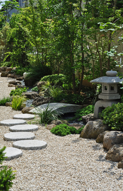 Ideas de jardín Zen jardín de piedra con el símbolo chino de la