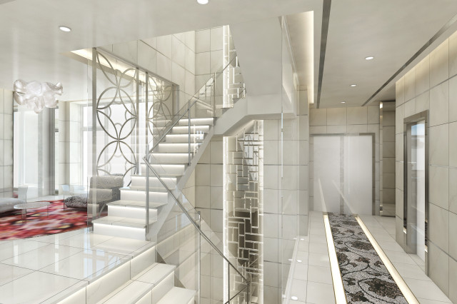 ミラーとガラスで広さを強調した階段 Contemporary Staircase Tokyo By Miedesign Houzz