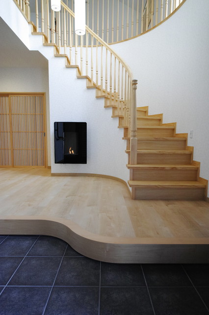 天王寺の家 Japanese Staircase By Firewall Esse Japan Kobe Houzz Uk