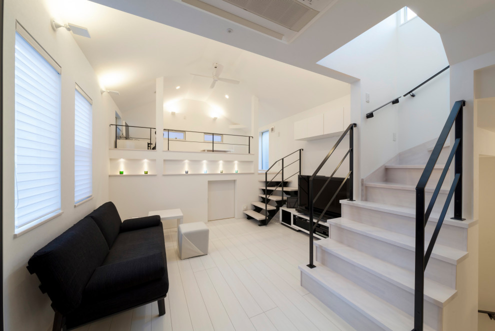 統一感のあるモノトーンのインテリア階段 Minimalistisch Treppen Tokio Von カツデンアーキテック株式会社 Houzz