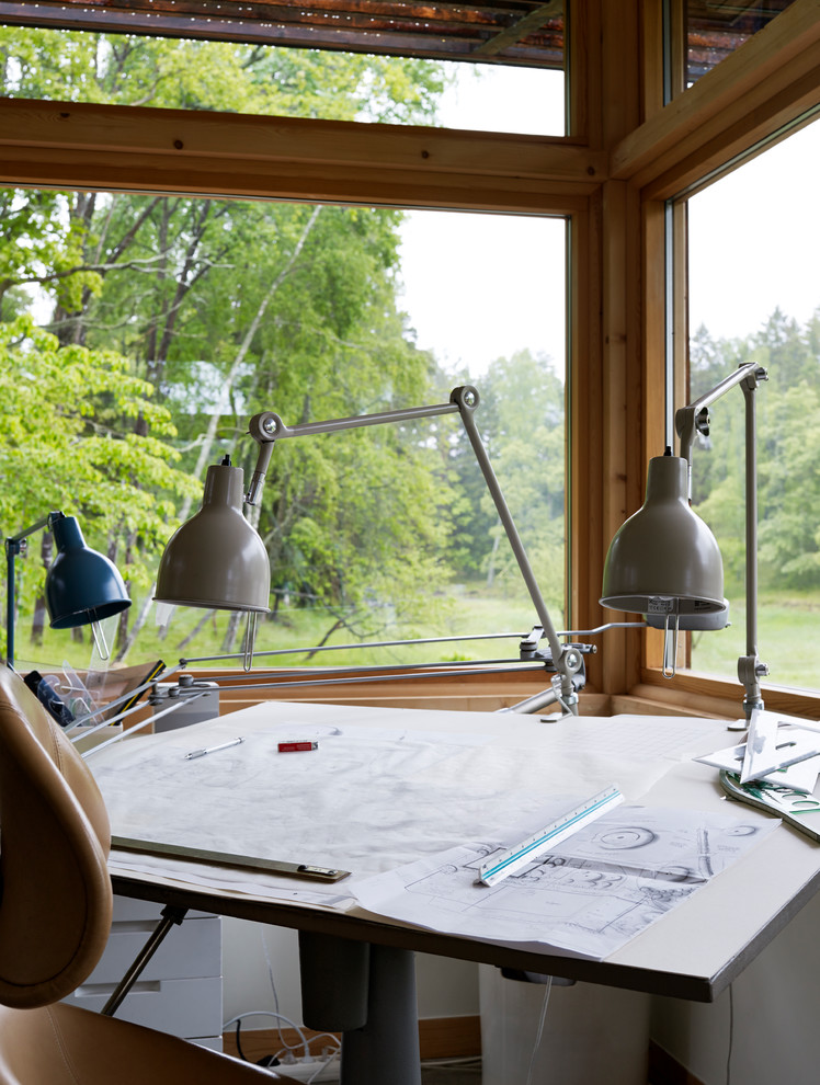 Inspiration for a world-inspired home office in Stockholm.