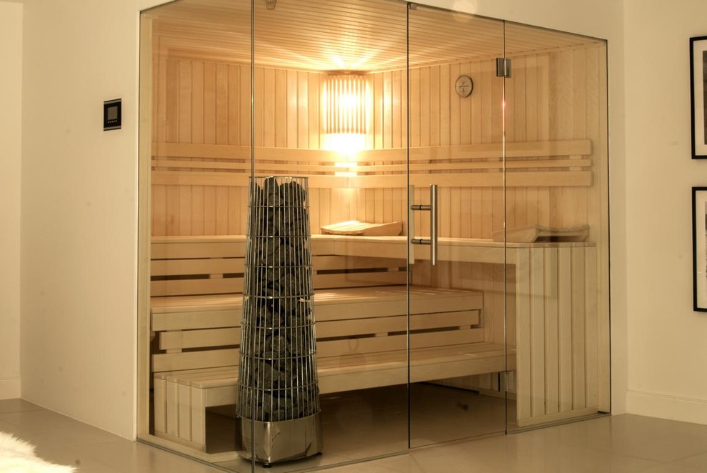 This is an example of a medium sized scandinavian sauna bathroom in Hanover.