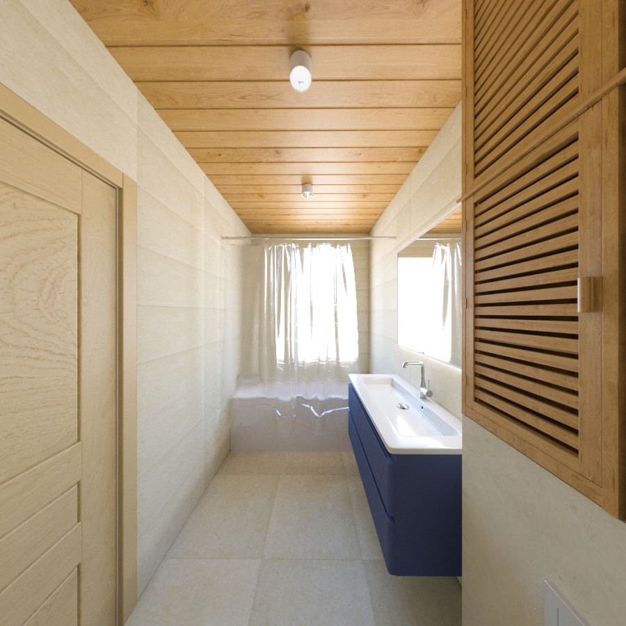 Bild på ett stort minimalistiskt blå blått en-suite badrum, med ett platsbyggt badkar, en toalettstol med separat cisternkåpa, beige kakel, travertinkakel, beige väggar, klinkergolv i porslin och beiget golv