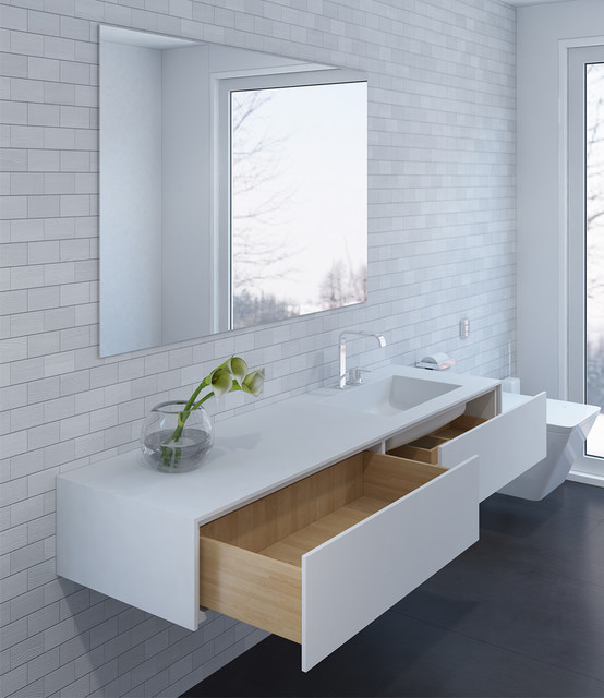 moderner Waschtisch weiß - Corian und Holz - Contemporary - Bathroom -  Dortmund - by Henneke Formbau GmbH | Houzz