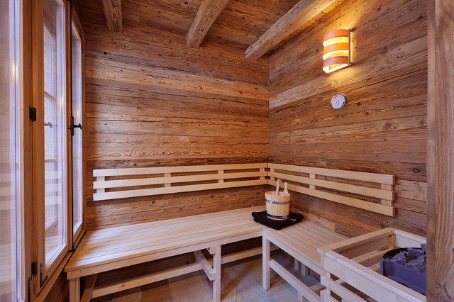 Sauna, Chalet Grand Flüh - das Wohlfühl-Chalet - Rustic - Bathroom - Other  - by STEINER Art & Design | Houzz IE