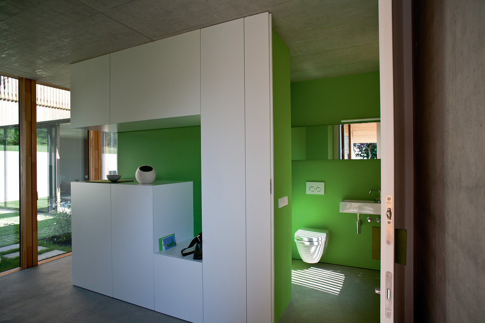 Powder room - contemporary powder room idea in Stuttgart