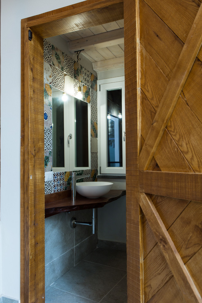 Recupero Di Una Taverna Nel Centro Storico Di Aversa Ce Farmhouse Powder Room Rome By Giuseppe Albanese Architetto Houzz