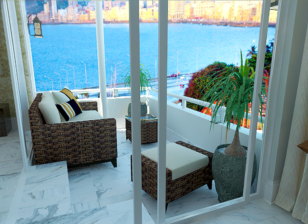Idée de décoration pour un petit balcon minimaliste.