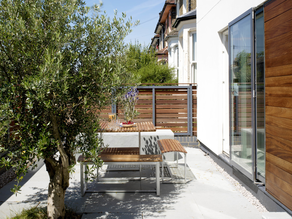 Photo of a small contemporary patio in London with no cover.