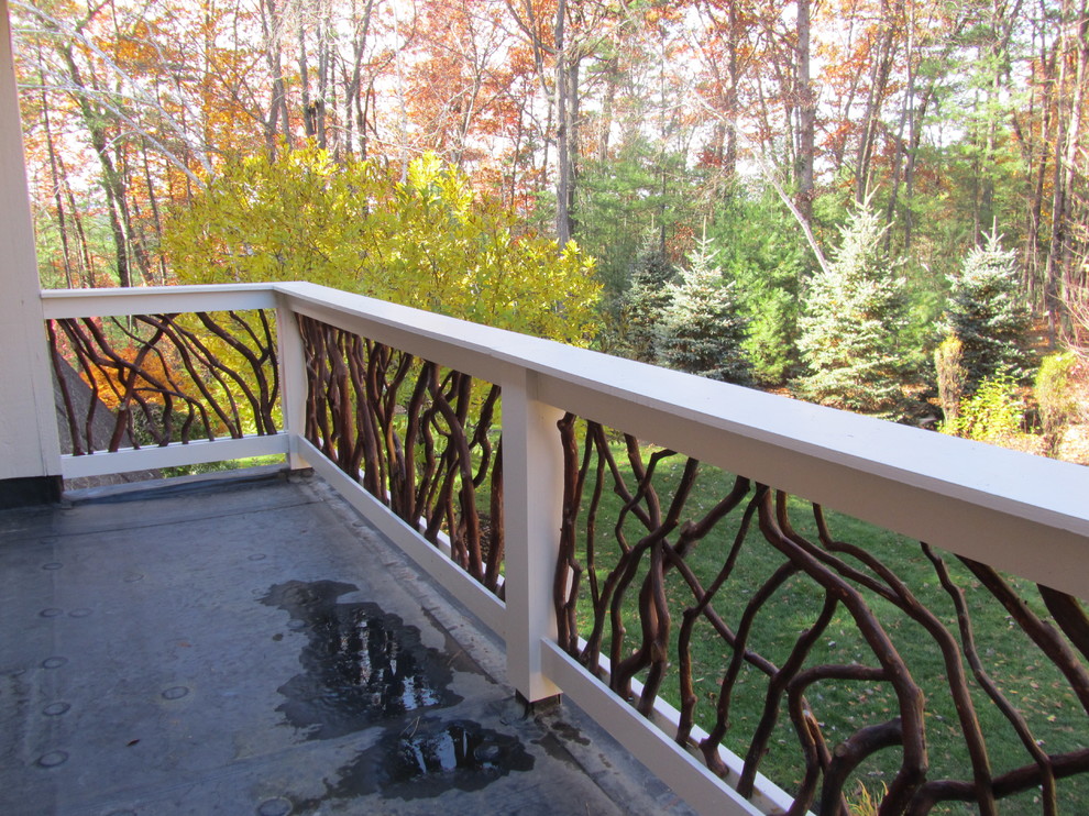 Bild på en rustik balkong