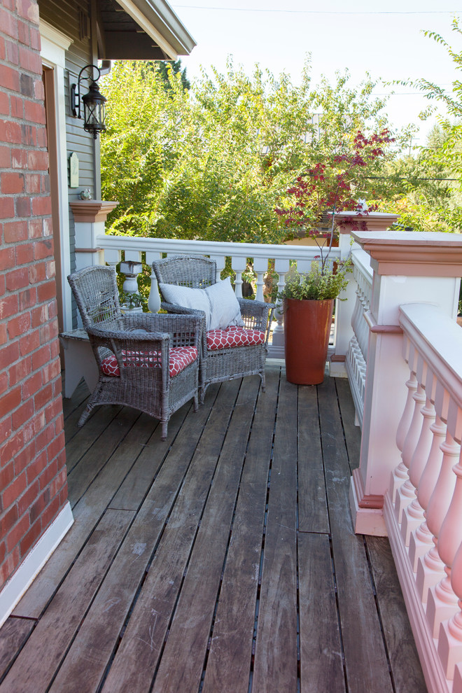 Inspiration for a small timeless balcony remodel in Portland with no cover