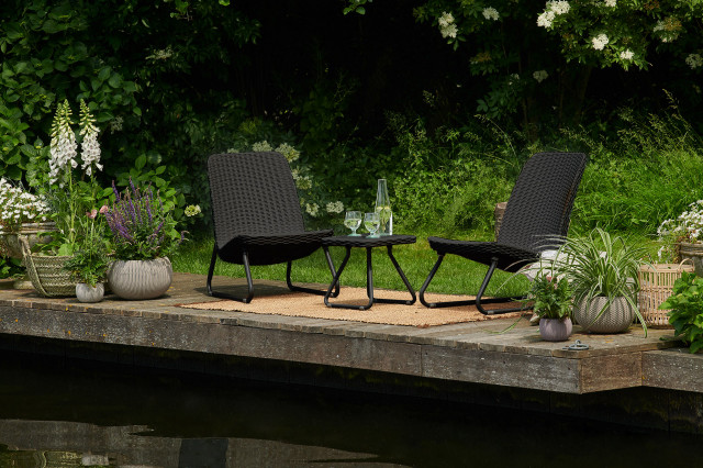 Rio Outdoor Patio Garden Table and Chair Set by Keter, Graphite -  Transitional - Balcony - Indianapolis - by keter | Houzz IE