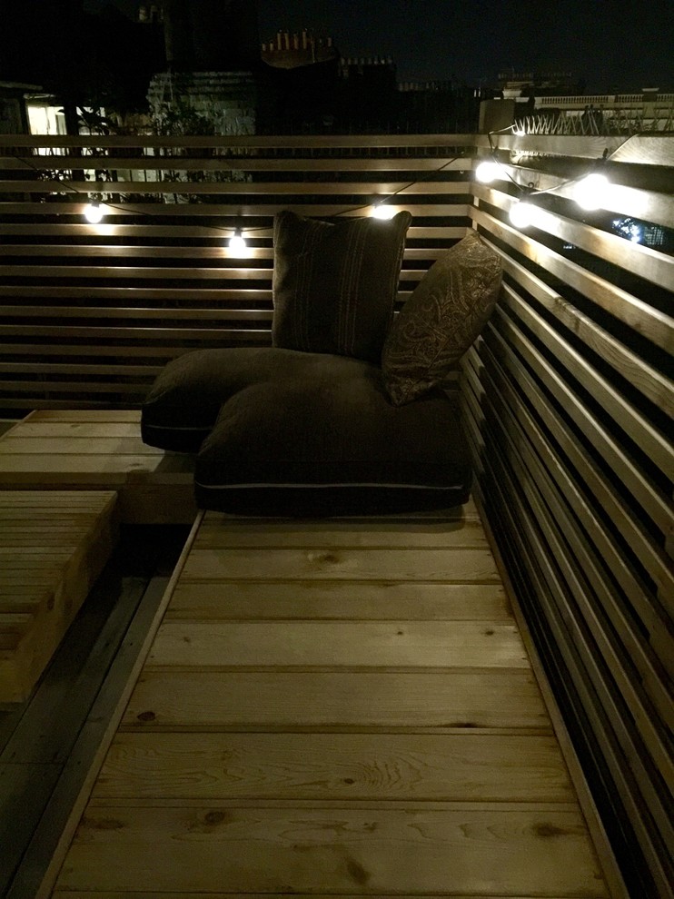 Medium sized contemporary balcony in Surrey with no cover.