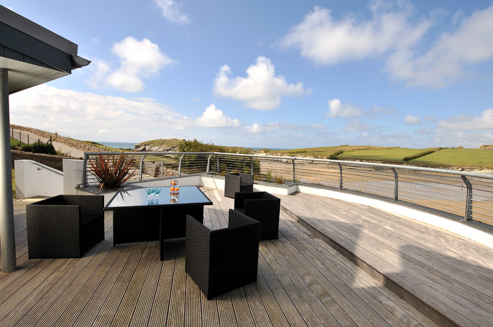 This is an example of a large beach style balcony in Cornwall with no cover.